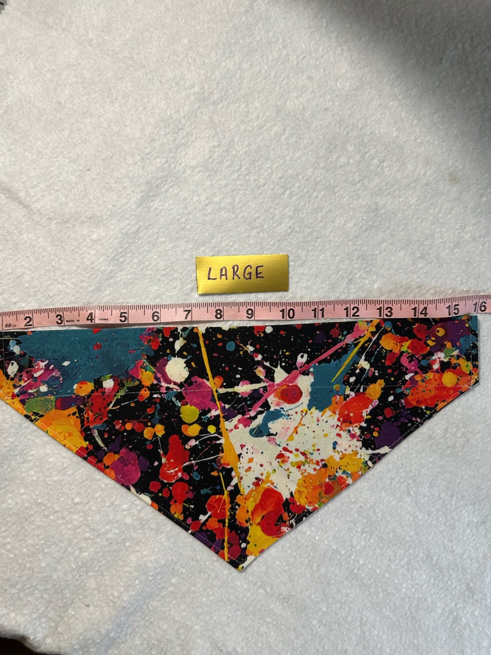 Handmade Pet Multicolor Paint-Splash Critter Cape Bandana Scarf Reversible - Picture 9 of 9